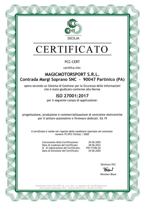 Certificato-ISO-27001_PCC_Magicmotorsport
